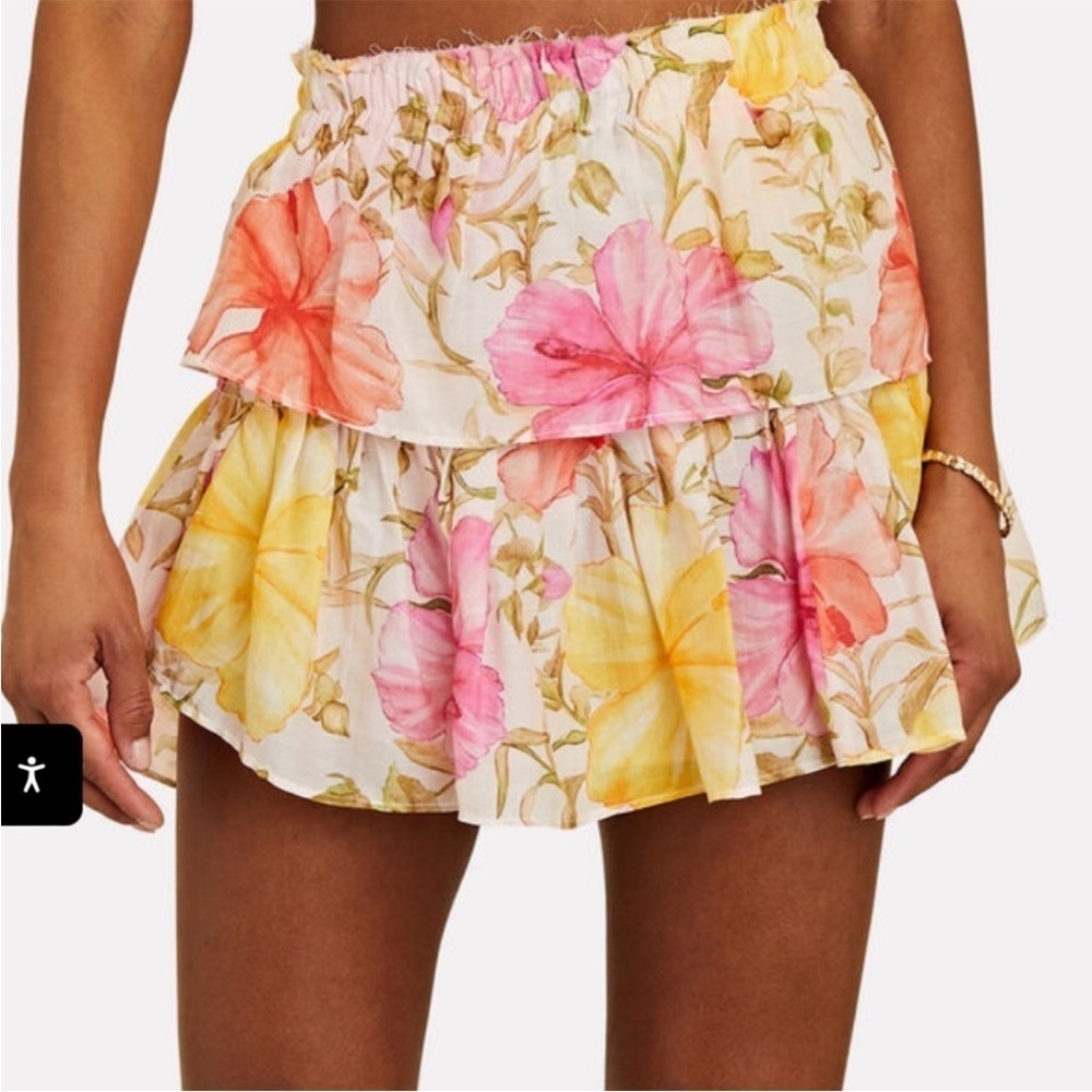 LoveShackFancy Floral Ruffle Mini Skirt Small NWT - Picture 3 of 8